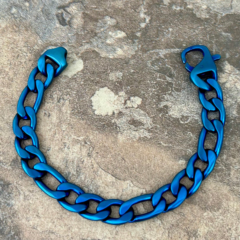 SANITY JEWELRY® 8.5 inches Bracelet - Figaro - Custom - Blue - 1/4" Wide - FB12