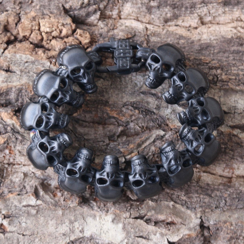 Sanity Jewelry Bracelet Black Hills - Skull Bracelet - Matte Black Skulls - B36