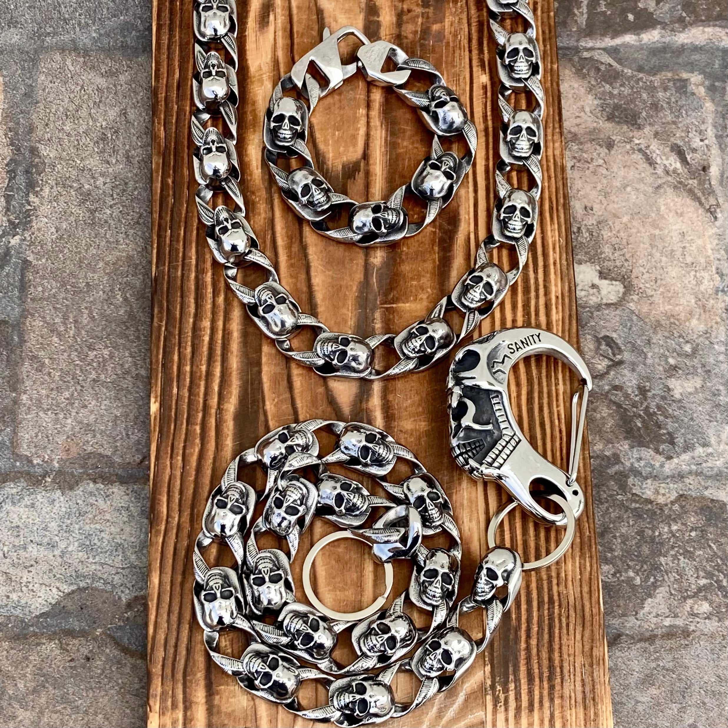 Bundle Necklace, Bracelet & Wallet Chain Combo - Silver Road Bundle Necklace, Bracelet & Wallet Chain Combo - Silver Road
