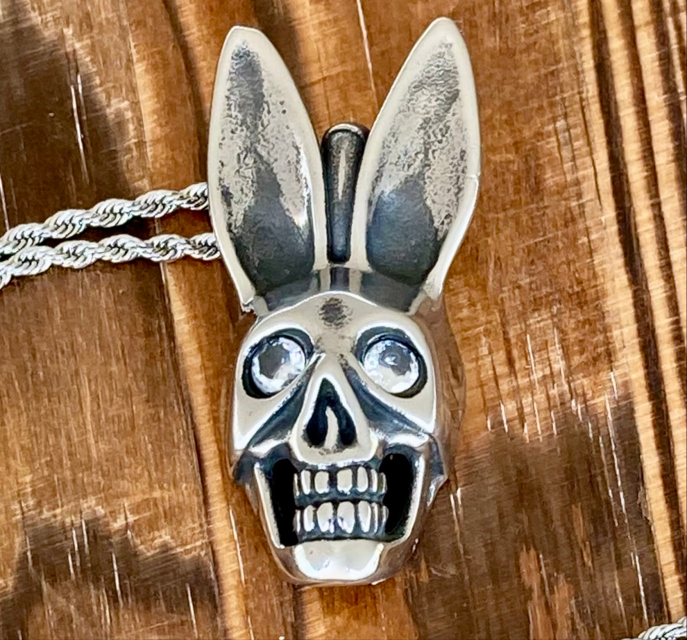 Playboy Bunny - White/Black Crystal - Pendant Only - PEN287 CLEARANCE
