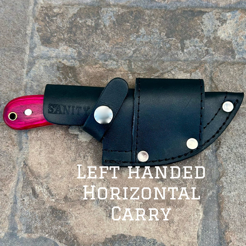 SANITY JEWELRY® Left Handed Horizontal Jesse James - Pink Wood - Damascus - Horizontal & Vertical Carry - 7 inches - JJ020