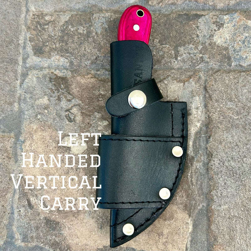 SANITY JEWELRY® Left Handed Vertical Jesse James - Pink Wood - Damascus - Horizontal & Vertical Carry - 7 inches - JJ020