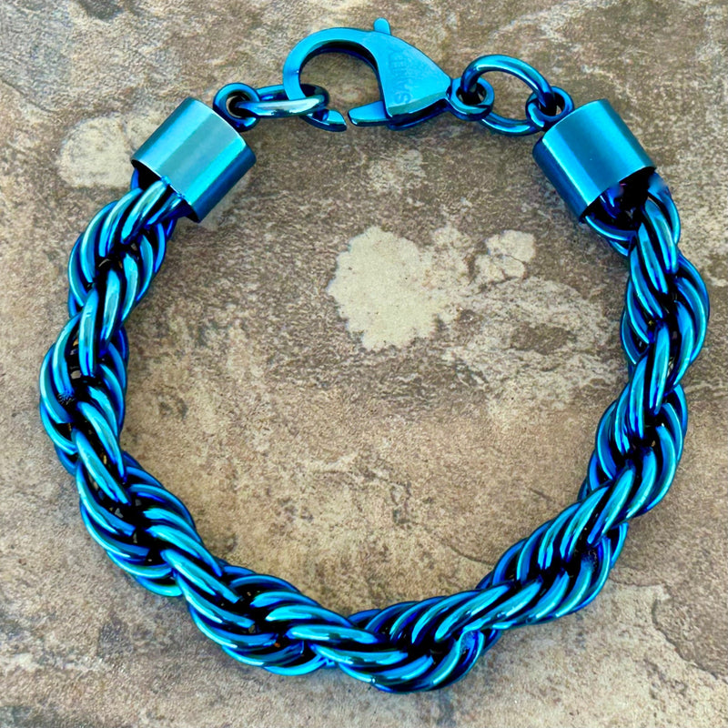 SANITY JEWELRY® Necklace 8 inches 10MM Rope Chain Bracelet- Blue - B64