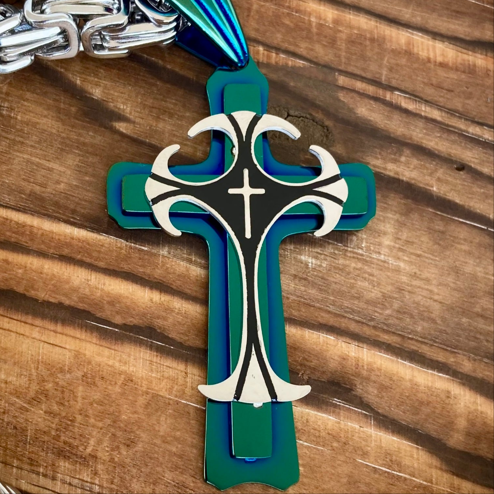 Cross - Risen Cross Silver & Turquoise - Pendant Only - SLC831 CLEARAN