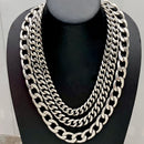 SANITY JEWELRY® Necklace Cuban - 1/2" Classic - Polished Silver Havana - CN201