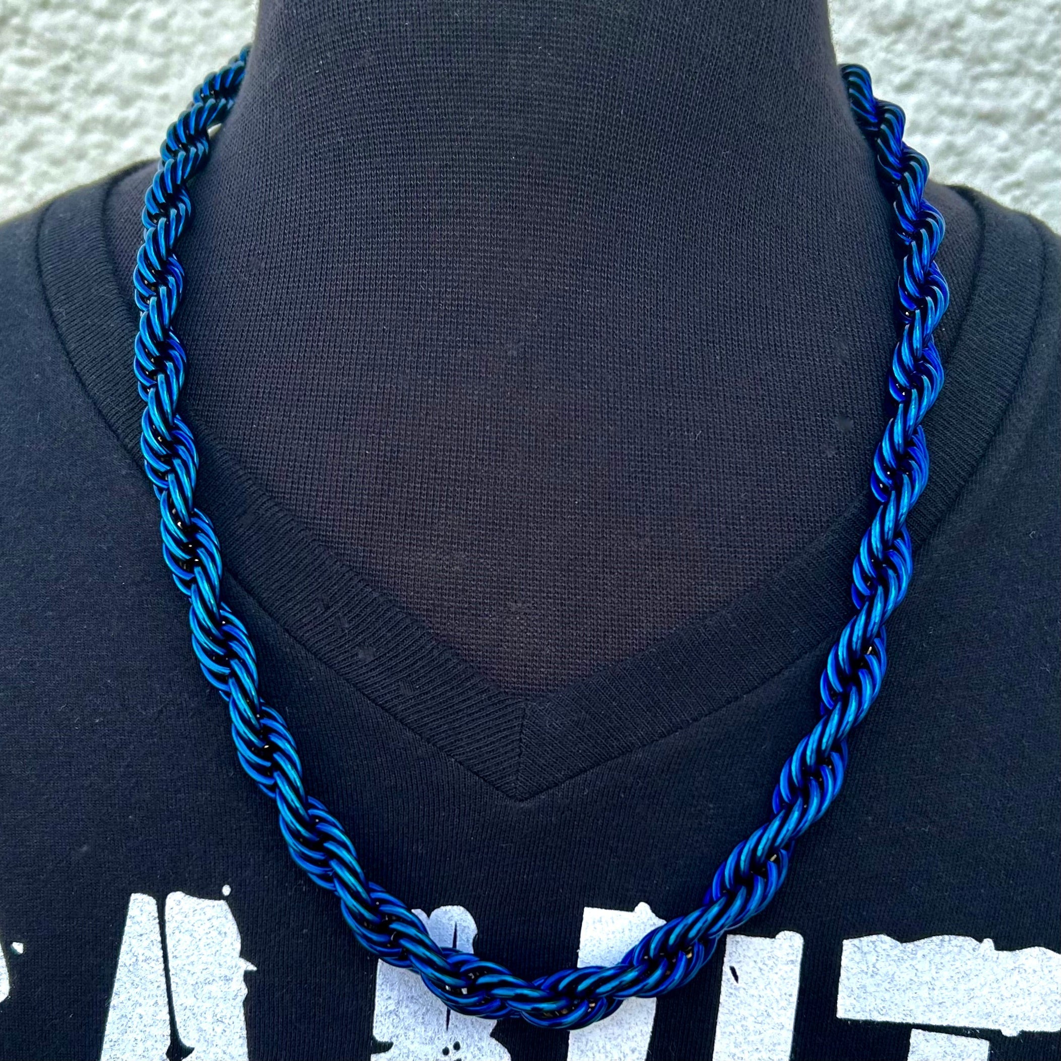 ★OAMC★ Rope Necklace Blue 23E28OAB17METOA010400 10MM Rope Chain Necklace - Blue - TR01
