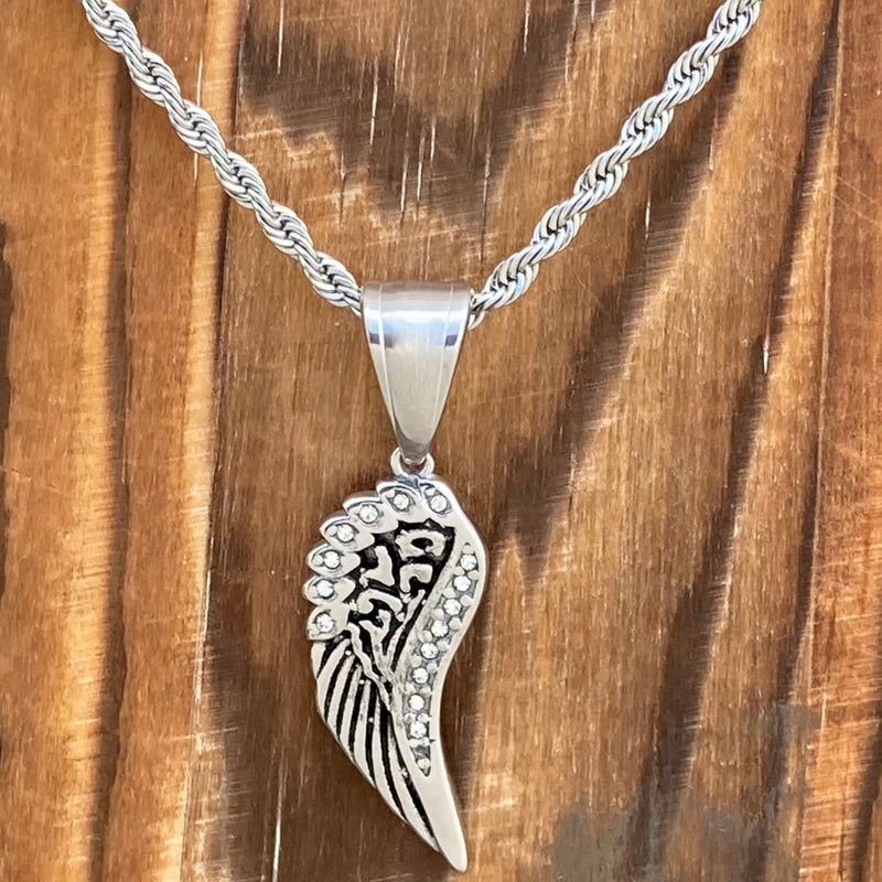 Sanity Jewelry Pendant Angel Wings Mini - Pendant & Rope Necklace - Silver Bling -  SK2294