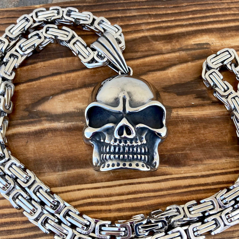 Sanity Jewelry Pendant Bone Crusher Skull - Solid Back Pendant & Necklace (250)