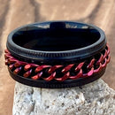 Sanity Jewelry Skull Ring 4 Sanity’s Band Ring Collection - Spinner Black & Red - R147