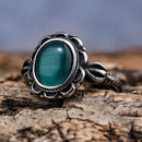 Sanity Jewelry Skull Ring Antique Green Stone Ring - Sizes 5-12 - R204