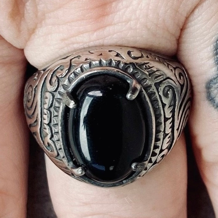 Sanity Jewelry Skull Ring "Black Stone" - New Mexico - Large - R251