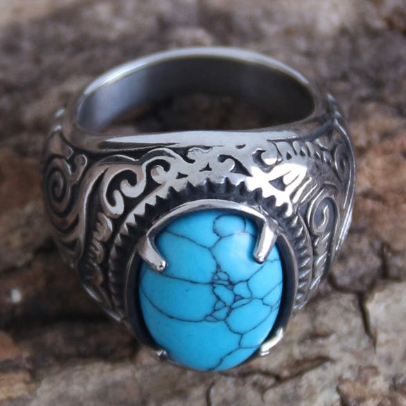 Sanity Jewelry Skull Ring "Blue Stone" - New Mexico - Large - R78