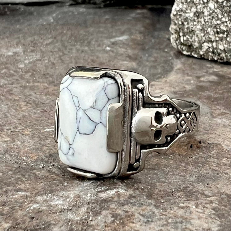 Sanity Jewelry Skull Ring "White Stone" - Skull - R254