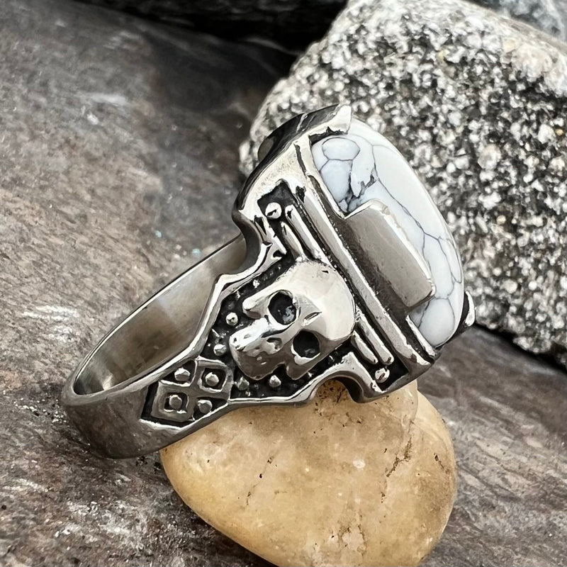 Sanity Jewelry Skull Ring "White Stone" - Skull - R254