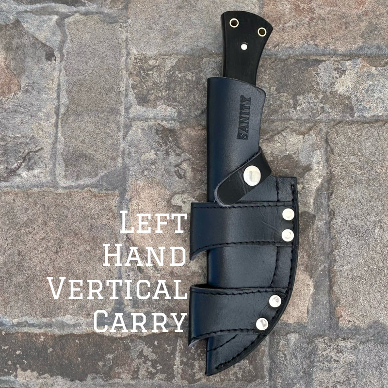 SANITY JEWELRY® Steel Left Handed Vertical Rough Rider Series - Asshole - D2 Steel - Buffalo Horn - Horizontal & Vertical Carry - 10 inches - CUS13