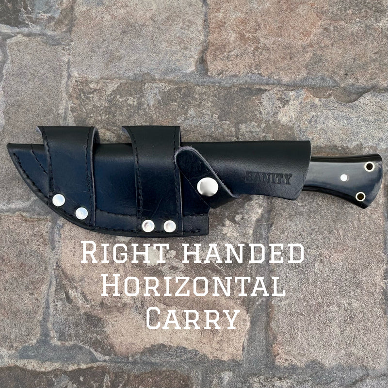 SANITY JEWELRY® Steel Right Handed Horizontal Rough Rider Series - Asshole - D2 Steel - Buffalo Horn - Horizontal & Vertical Carry - 10 inches - CUS13