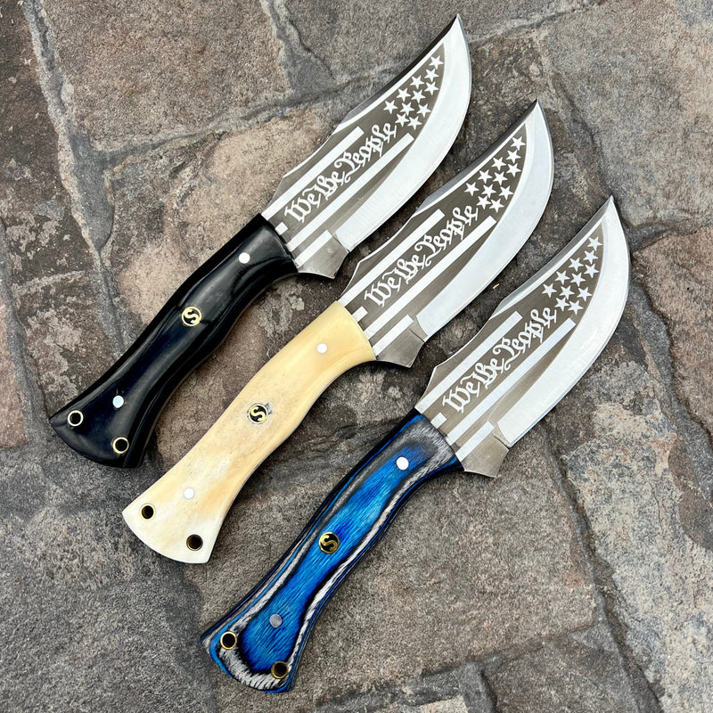 SANITY JEWELRY® Steel Rough Rider Series - We The People - D2 Steel - Blue & Black Wood - Horizontal & Vertical Carry - 10 inches - CUS12