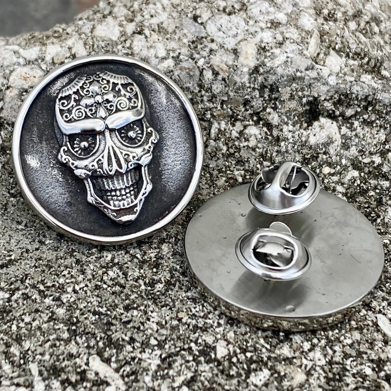 SANITY JEWELRY® Vest Pins Vest Pin - Day of the Dead Skull - PIN12