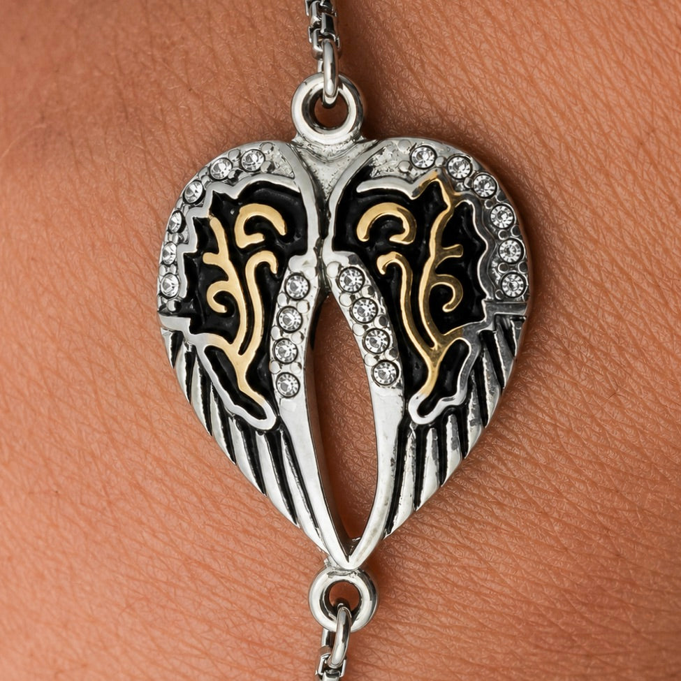 Angel Heart Wing - Bracelet - Gold & Silver - 2633B