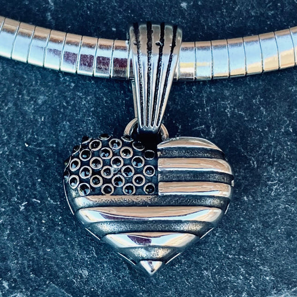 Sanity Jewelry American Flag Heart - 3D Stainless - Pendant - PEN303