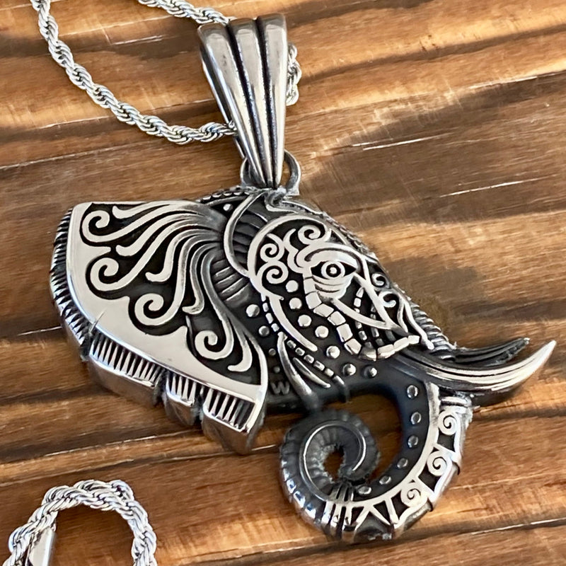 Sanity Jewelry Babar - Elephant Pendant & Rope Necklace or Omega - PEN737