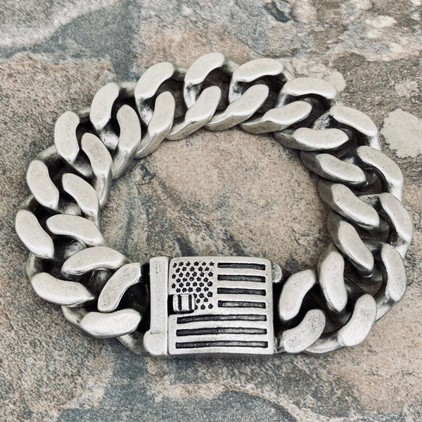 Sanity Jewelry Bracelet Bagger Bracelet - "EASY RIDER" - American Flag Brushed - 3/4" wide - B124