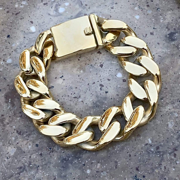 Bagger Bracelet - "EASY RIDER" - Gold Stainless - 3/4" wide - B74 Bracelet Biker Jewelry Skull Jewelry Sanity Jewelry Stainless Steel jewelry