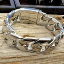 Bagger Bracelet - Polished Stainless - 1" Wide- The Custom - B22 Bracelet Biker Jewelry Skull Jewelry Sanity Jewelry Stainless Steel jewelry