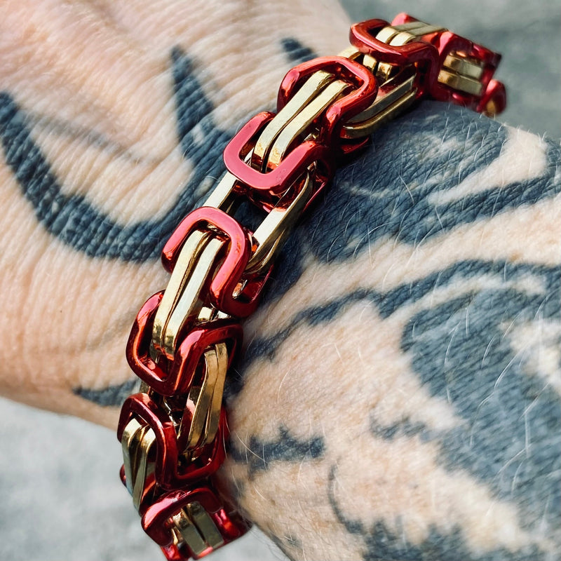 Sanity Jewelry Bracelet Bracelet - DAYTONA BEACH DELUXE Red & Gold - 1/4 inch wide - B48