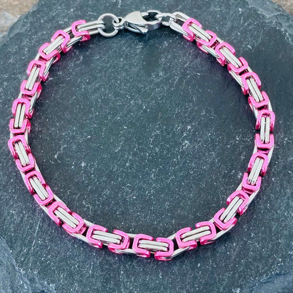 Sanity Jewelry Bracelet Bracelet - DAYTONA BEACH MINI - Pink & Silver - 1/8 inch wide - NO11B
