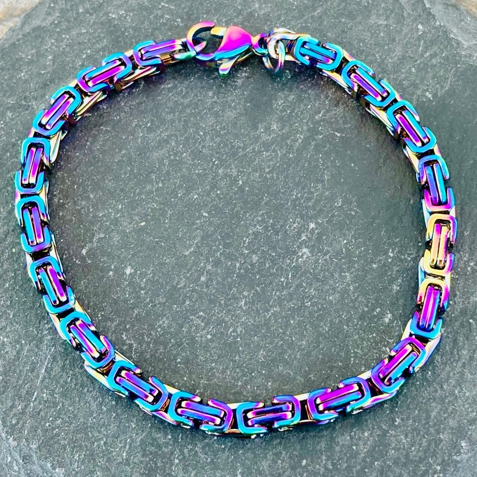 Unique Rainbow Cuban Link Bracelet For Men In Titanium