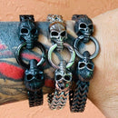 "Viking with 2 Skull Heads" - Stainless - 1/2 inch wide - B12 Bracelet Biker Jewelry Skull Jewelry Sanity Jewelry Stainless Steel jewelry