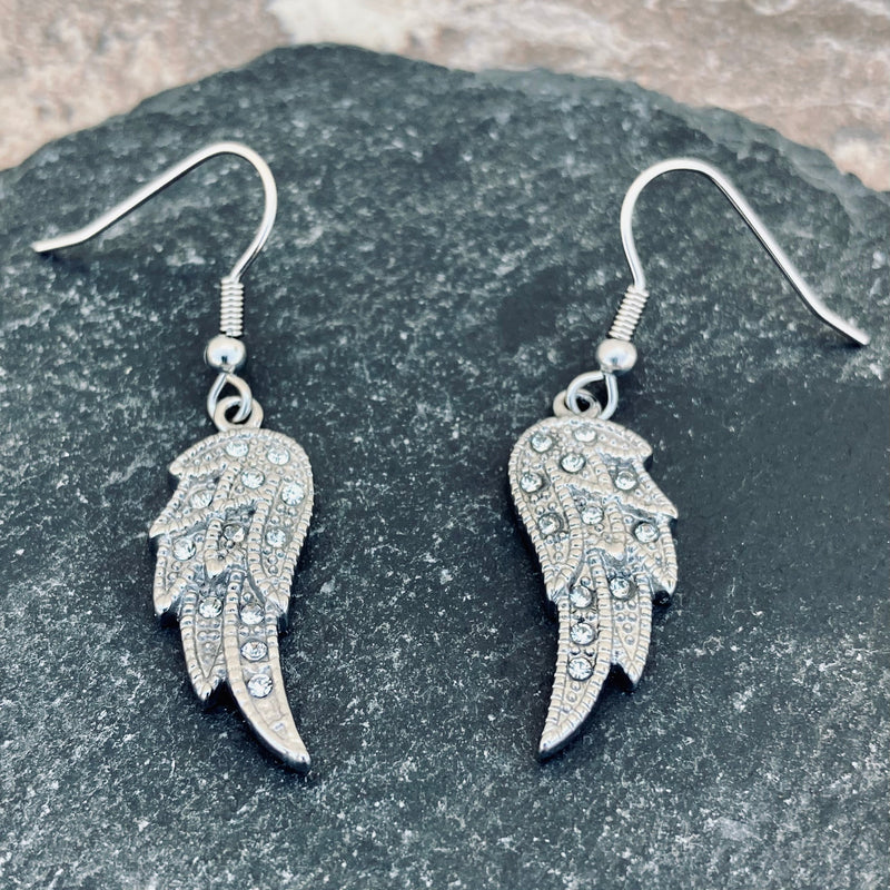 Sanity Jewelry Earrings "Mini Angel Wings" Earrings - White Bling - French Wire -  SK2235E