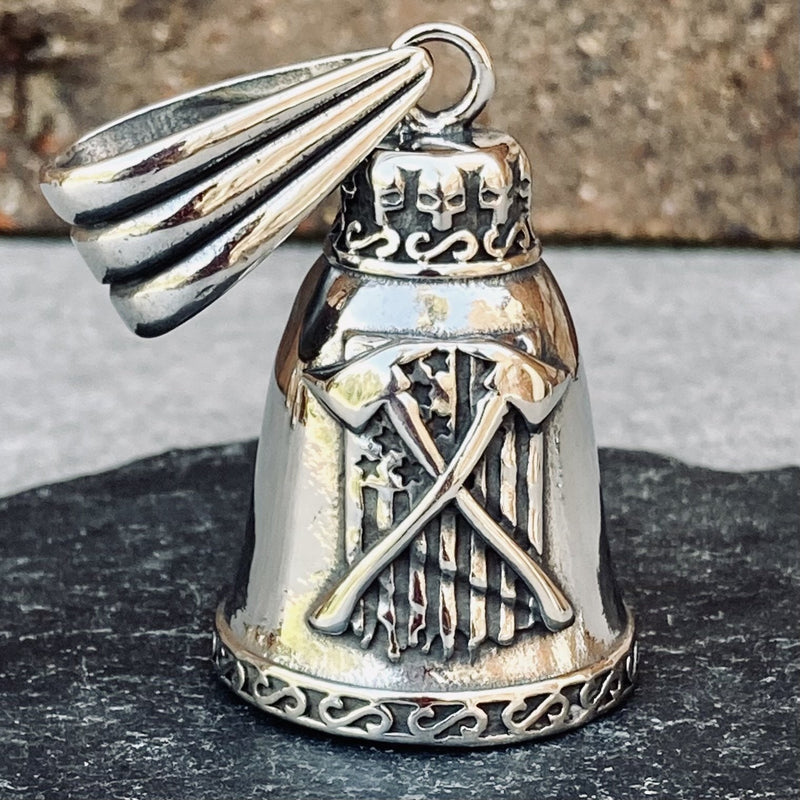 Copy of Sanity's Guardian/ Gremlin Bells - Double Axe American Flag - GB20 Guardian Bell Biker Jewelry Skull Jewelry Sanity Jewelry Stainless Steel jewelry