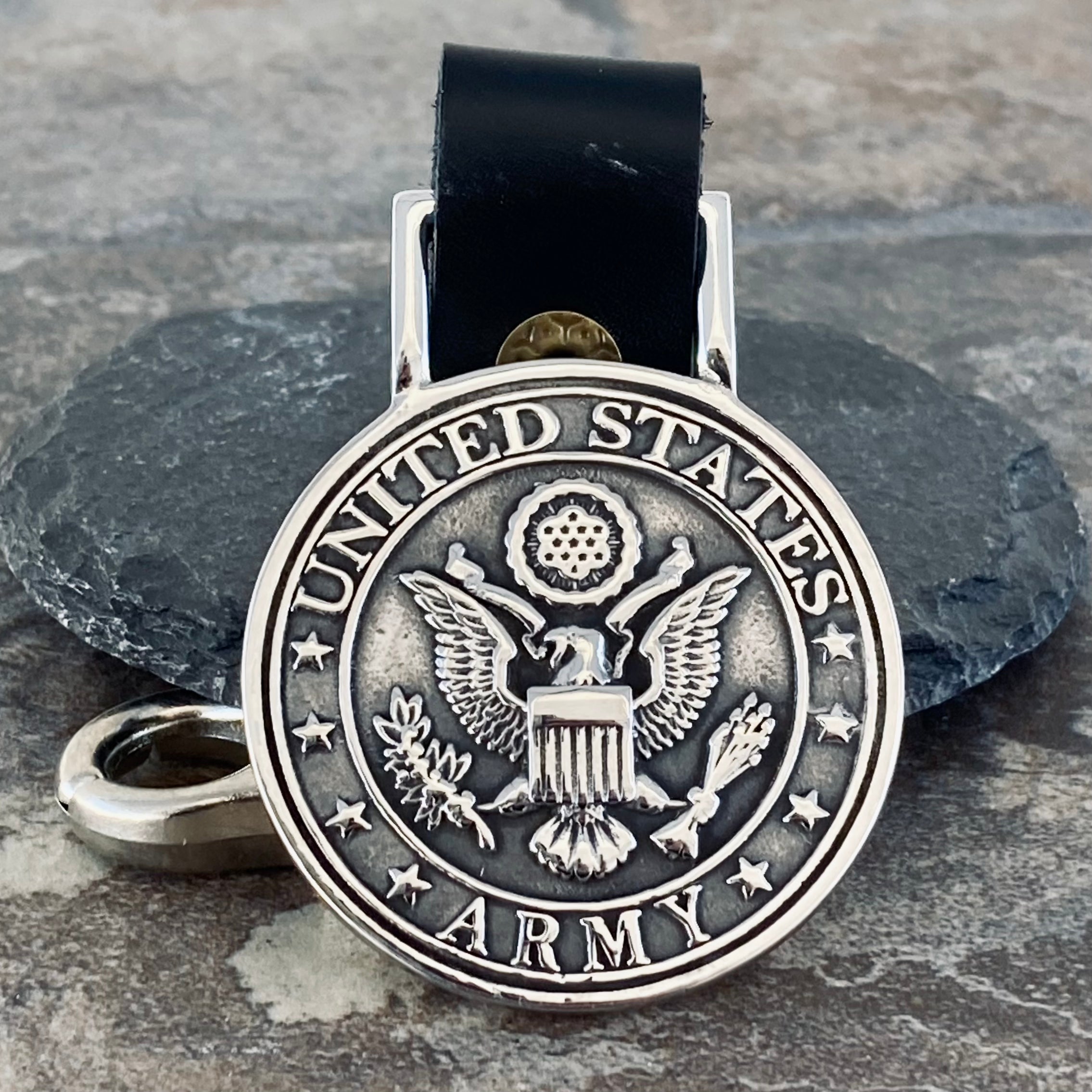 U.S. Army Strong Keychain Key Ring Military USA Medal Emblem
