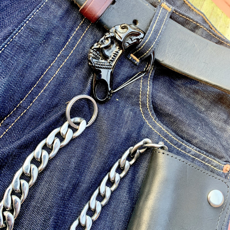 Belt Clip / Clasp - Scream Skull Black - Upgrade Your Wallet / Key Chain - WCC-02 Key Clasp Biker Jewelry Skull Jewelry Sanity Jewelry Stainless Steel jewelry