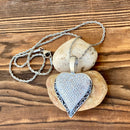 Sanity Jewelry Ladies Necklace Crystal Heart Pendant - White -  Rope Necklace or Omega - AJ01