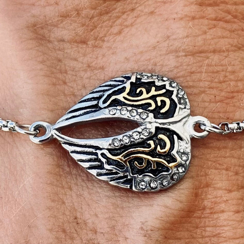 Sanity Jewelry Ladies Necklace "Heart Angel Wing" Bracelet - Gold & Silver Stainless - 2633B