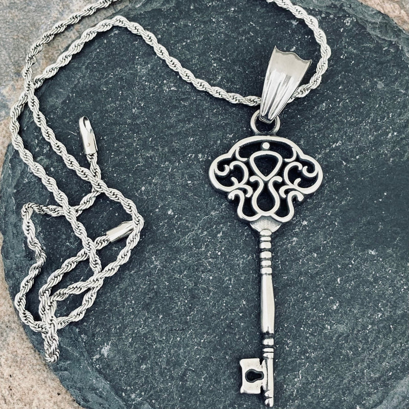 Sanity Jewelry Necklace "Key" - Alice in Wounderland SK2610 & Classic Rope Chain
