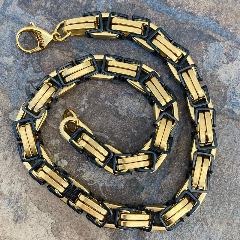 Sanity Jewelry Necklace Necklace - Black & Gold Stainless - Daytona Beach CVO 1 inch wide
