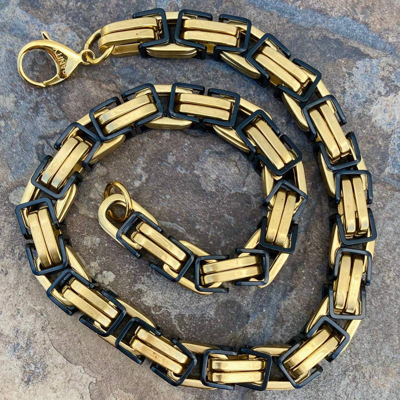 Sanity Jewelry Necklace Necklace - Black & Gold Stainless - Daytona Beach CVO 1 inch wide