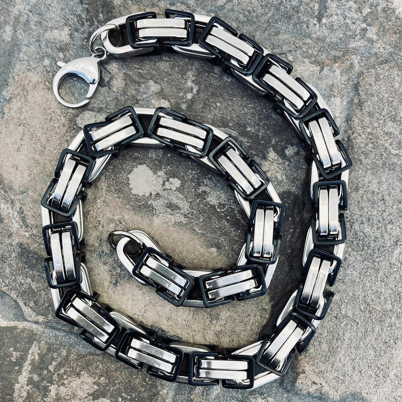 Sanity Jewelry Necklace Necklace - Black & Silver Stainless - Daytona Beach CVO 1 inch wide