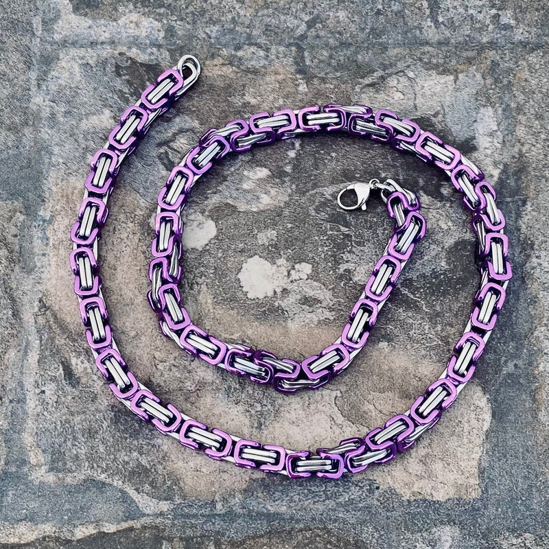 Sanity Jewelry Necklace Necklace - Purple & Stainless - Daytona Beach Deluxe - 1/4 inch wide