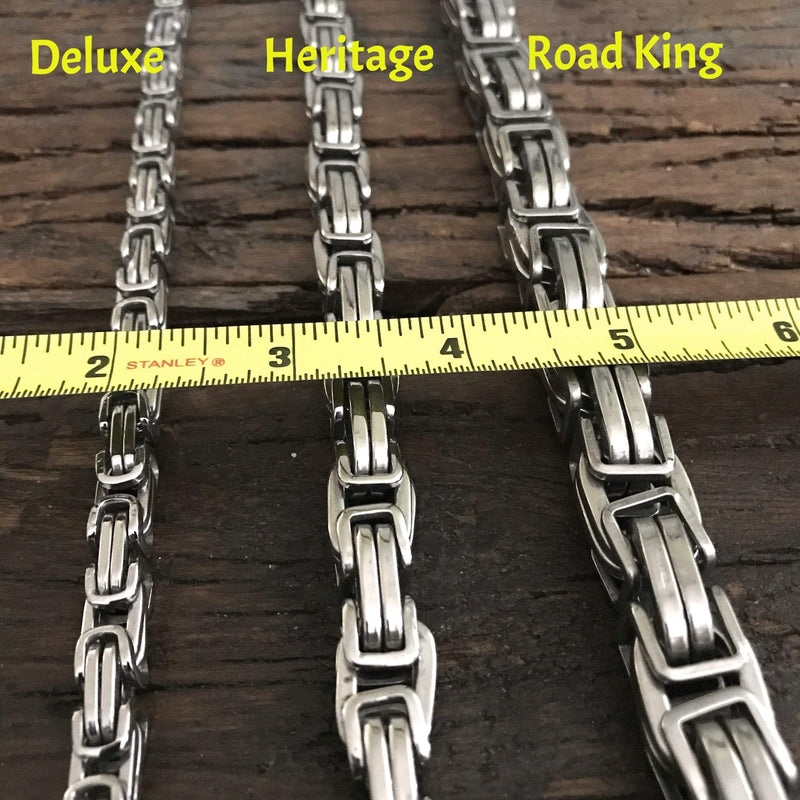 Necklace - Stainless Steel - Daytona Beach Deluxe 1/4 inch wide Necklace Biker Jewelry Skull Jewelry Sanity Jewelry Stainless Steel jewelry