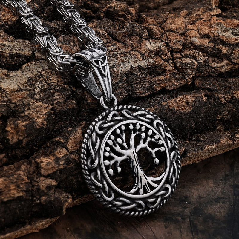Sanity Jewelry Necklace "Sanity's Combo" - Viking - Tree of Life Round - Yggdrasil Pendant & Necklace (815)