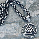 Sanity Jewelry Necklace "Sanity's Combo" - Viking - Valknut W/Small Dragon (791) & Daytona Beach Chain 1/4 inch wide