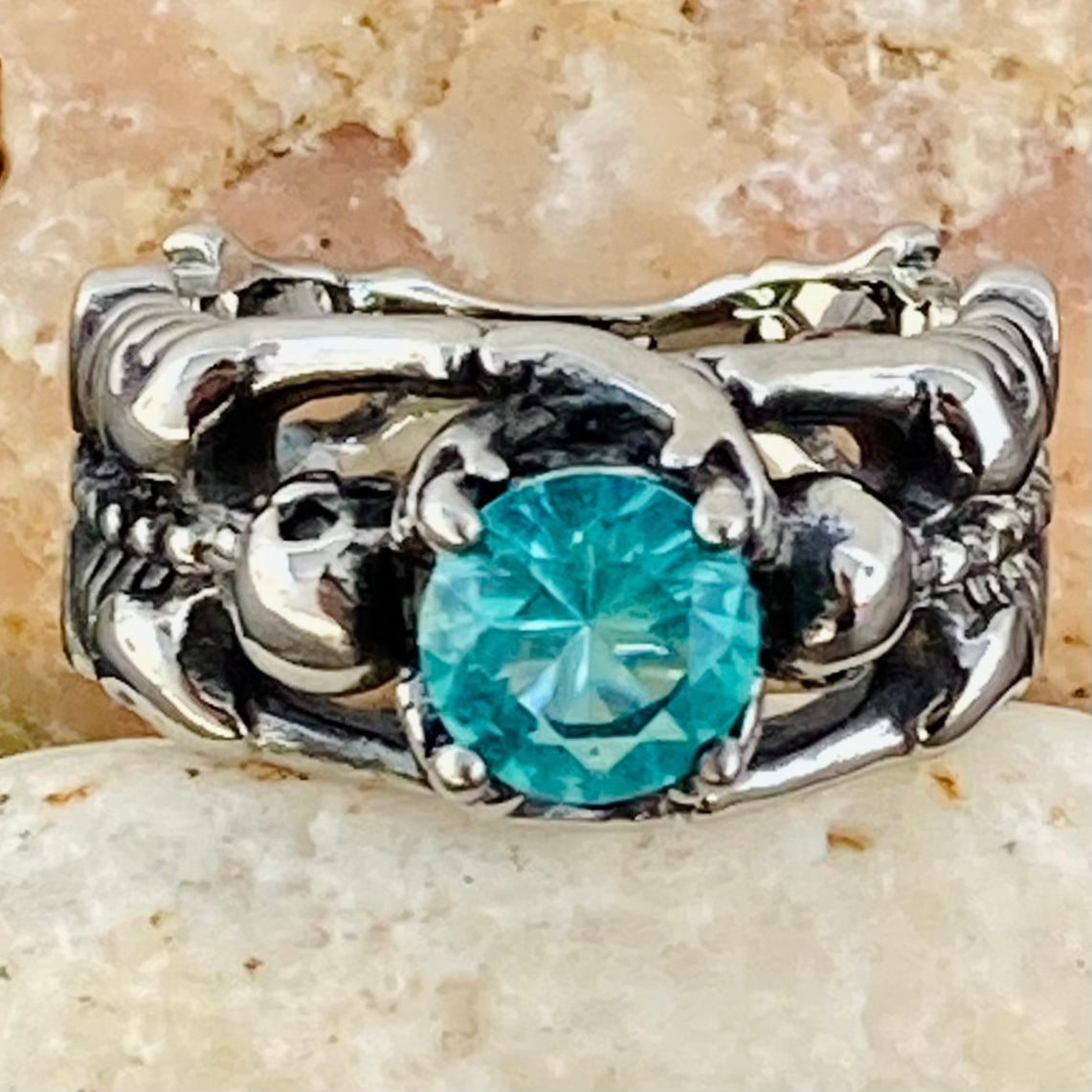 Ladies Ring, 03 March Birthday - Aquamarine For Biker