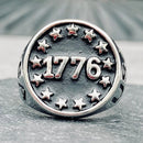 Sanity Jewelry Skull Ring 1776 Patriot Ring - Black & Silver - Sizes 9-17  - R87