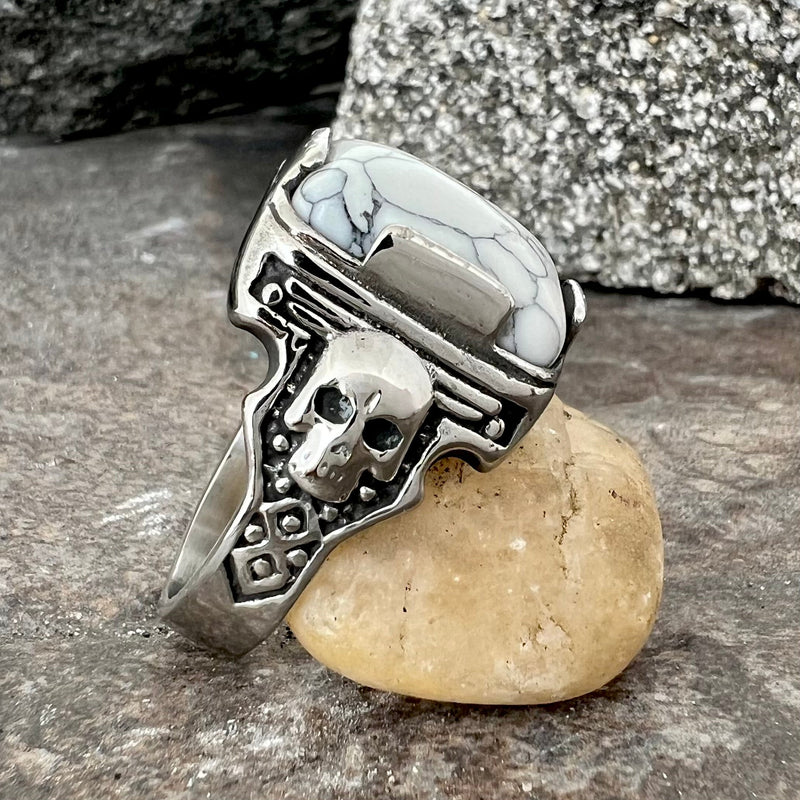 Sanity Jewelry Skull Ring 8 "White Stone" - Skull - Sizes 8-16 - R254