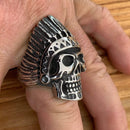 Bone Crusher Collection - Indian - Sizes 9-16 - R14 Skull Ring Biker Jewelry Skull Jewelry Sanity Jewelry Stainless Steel jewelry